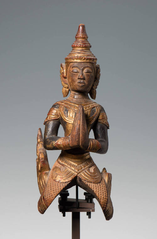 Crowned Equestrian Divinity in Anjali Mudra