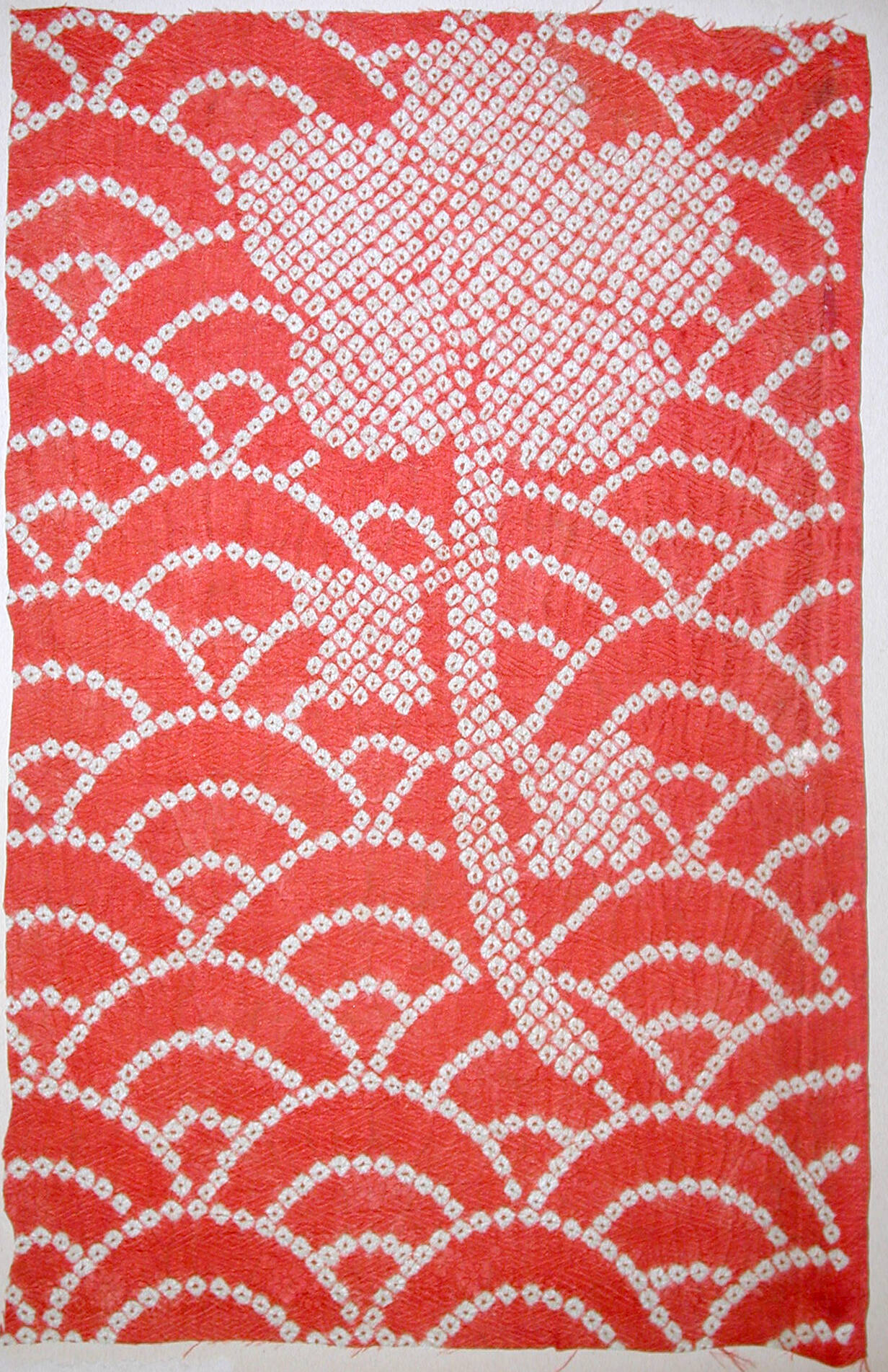 Fragment from aigi with stylized flowers and wave pattern (seigaiha)
