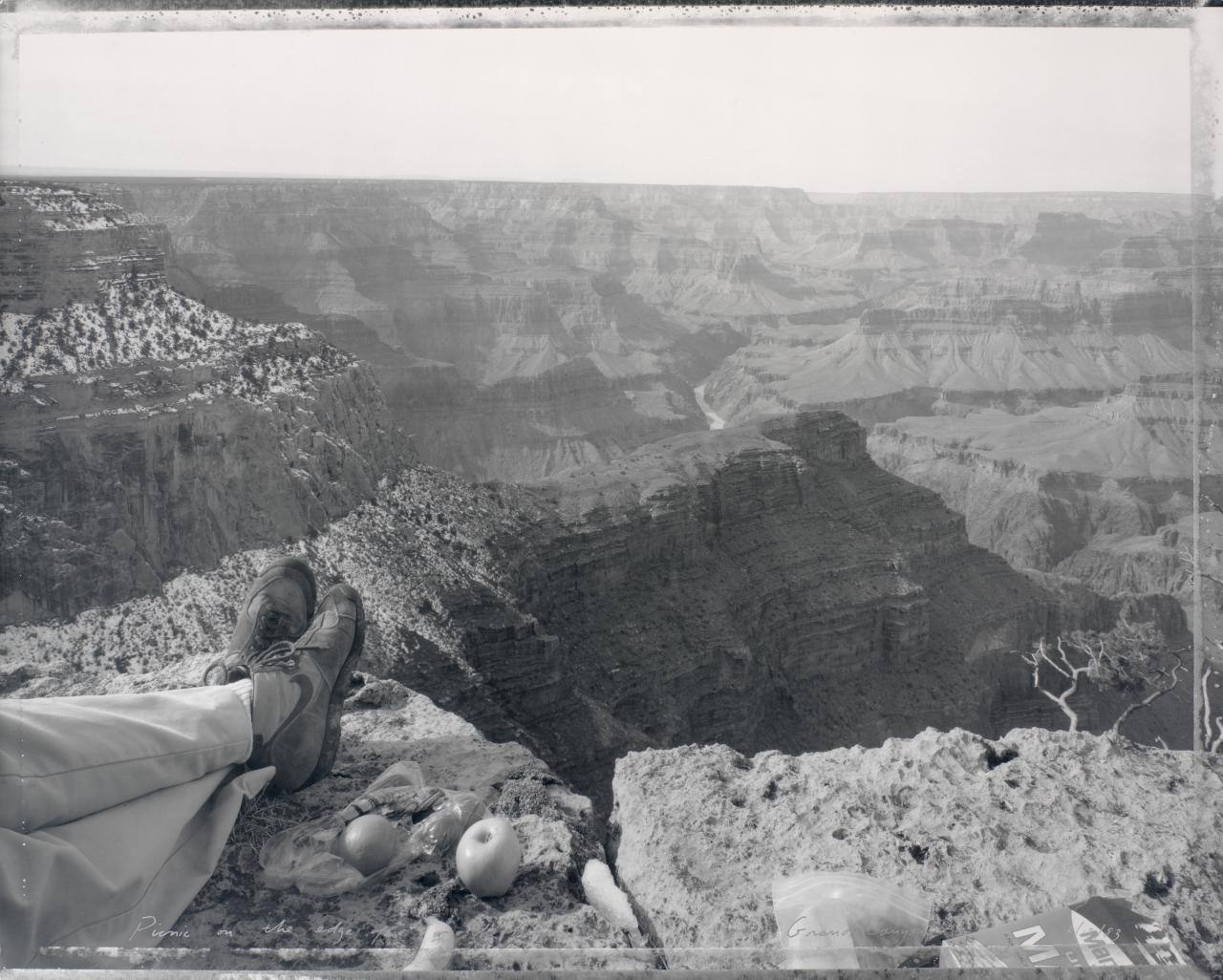 Picnic of the edge of a rim, Grand Canyon, AZ, 2/12/83