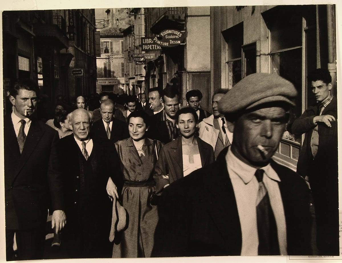 Picasso, Flanked by his Son Paul and Jacqueline, in Arles for the Bullfight