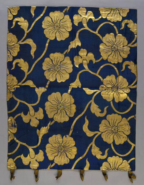 Buddhist temple altar cloth (uchishiki) with lotus vine design