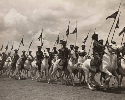 Barefoot Ethiopian cavalry on maneuver prior the outbreak of war with Italy