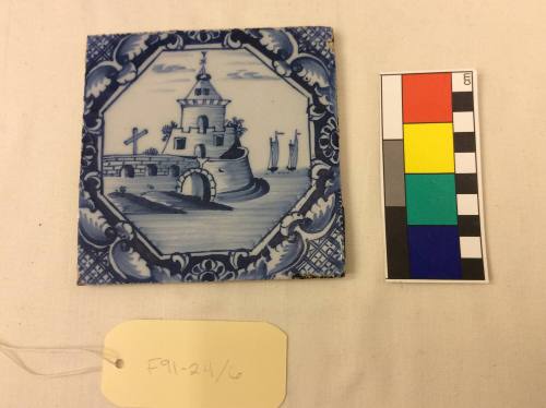 Liverpool Tile, Blue Painted with Border