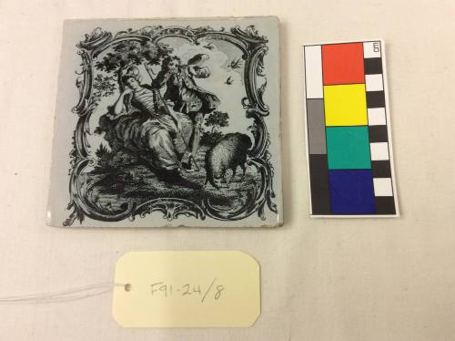 Liverpool Tile, Black Sadler Transfer- printed with Shepardess