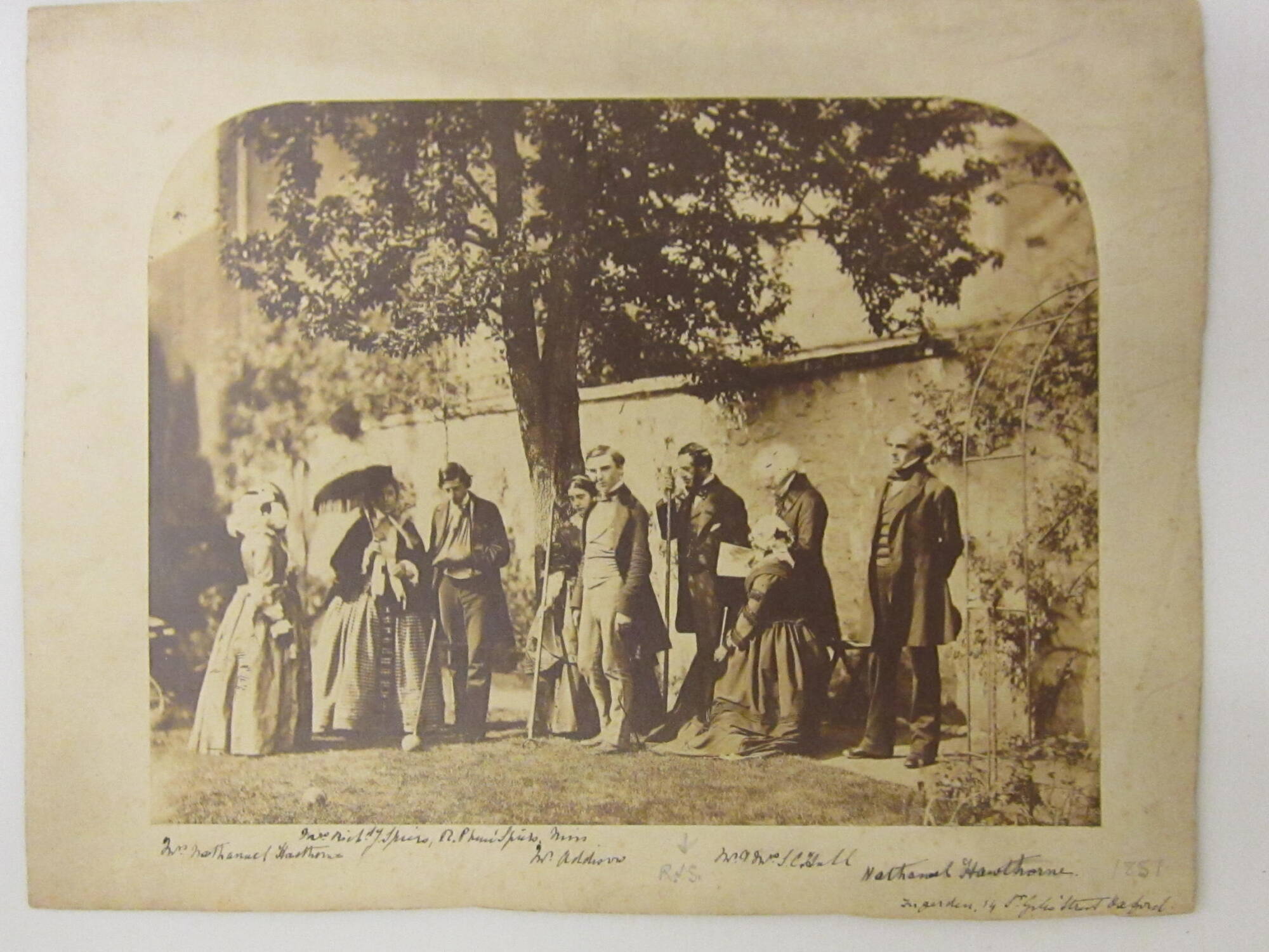 Group in garden with Nathaniel Hawthorne