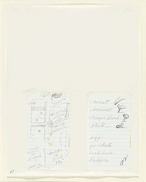 Notebook Page: Notes Toward a Sculpture in the Form of a Shuttlecock