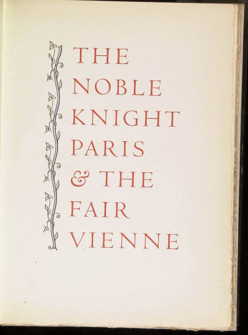 The Noble Knight Paris and the Fair Vienne