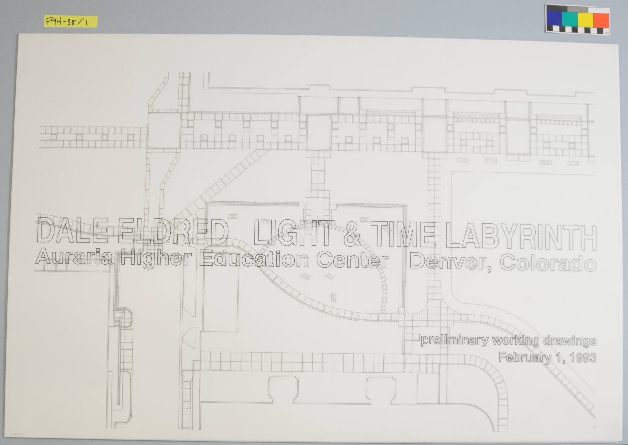 Preliminary Working Drawing, Project: "Light + Time Labyrinth," Auraria Higher Education Center, Denver, Colorado