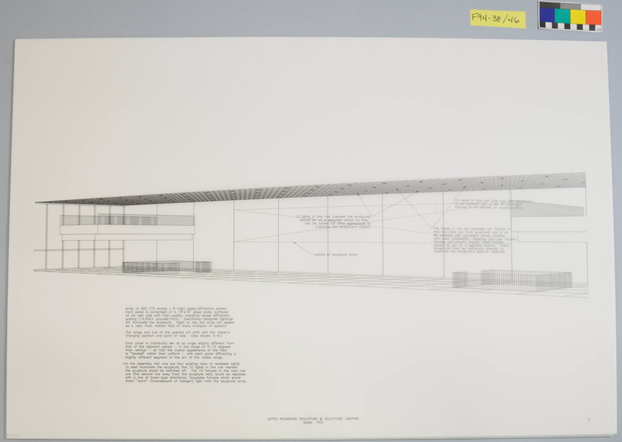 Proposal Drawing, Project: "Radiant Range," Assembly Hall Gallery, Tulsa Convention Center, Tulsa, Oklahoma