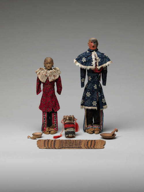 Set of Dolls (Family Group) and Miniature Domestic Items