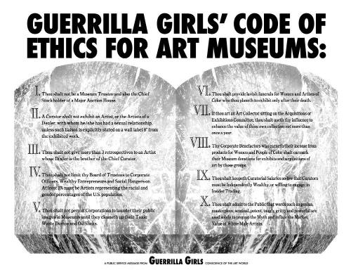 Guerrilla Girls' Code of Ethics for Art Museums