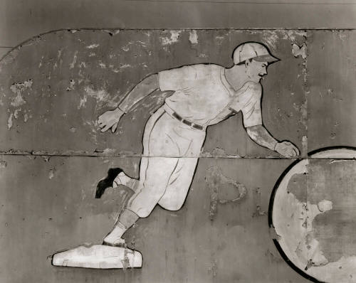 Detail, Baseball Player Painting on Wall. Taft, California