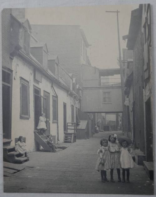 Old street in one of America's oldest cities--Sous Le Cap in Quebec, Canada