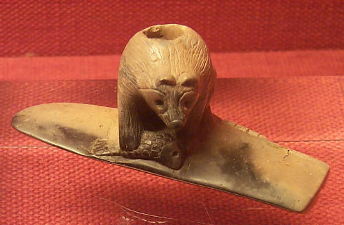 Pipe Depicting a Raccoon and Fish
