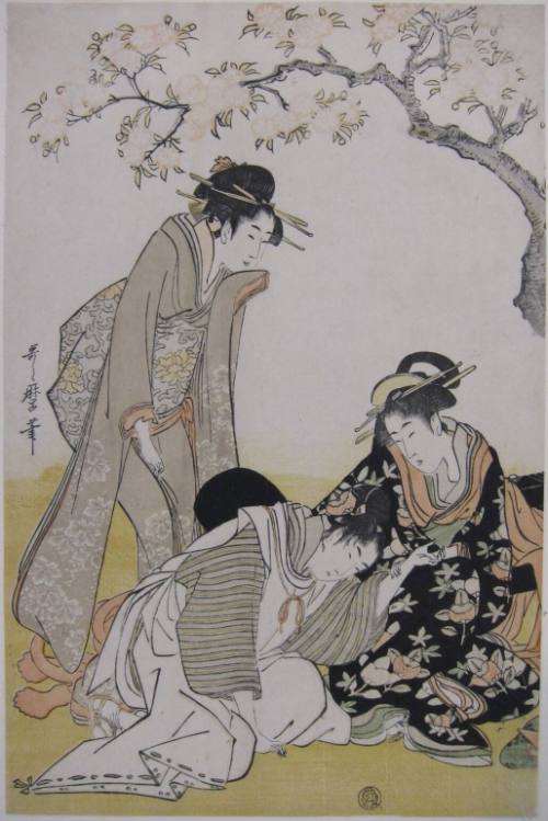 Young Man Receiving a Tanzaku from His Mistress