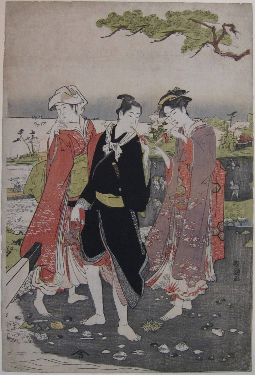 A Young Man Lighing a Young Woman's Pipe