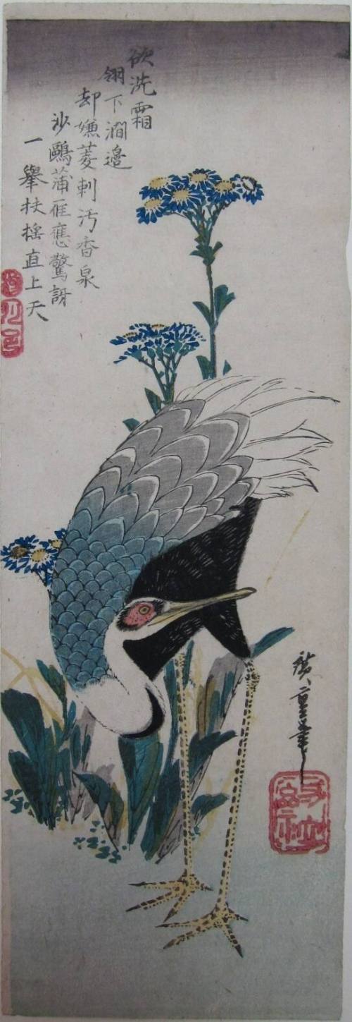 A Crane and Ominameshi Flower