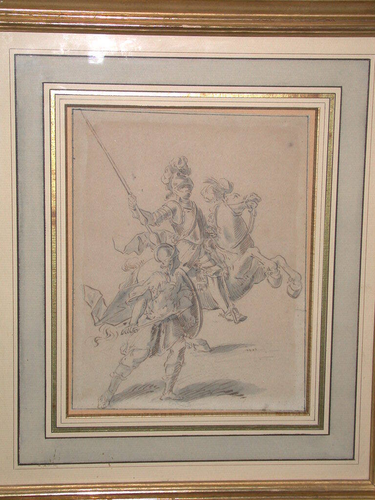 Two Knights with Horse and Shield