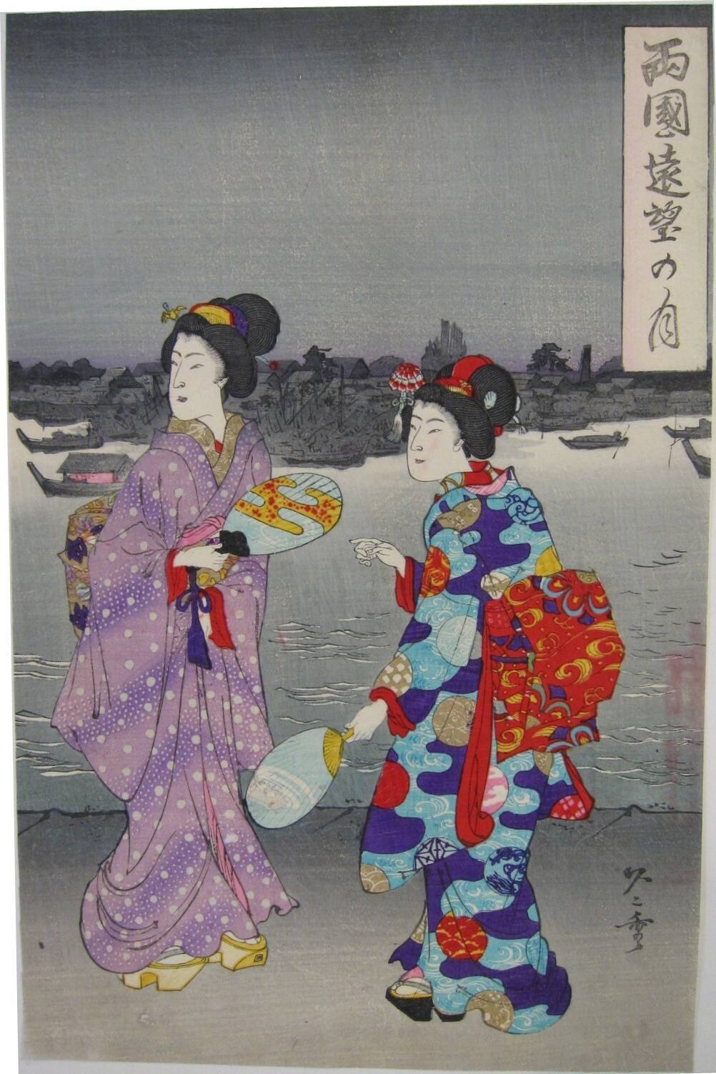 Two Ladies Enjoying the Summer Breeze by the Riverside