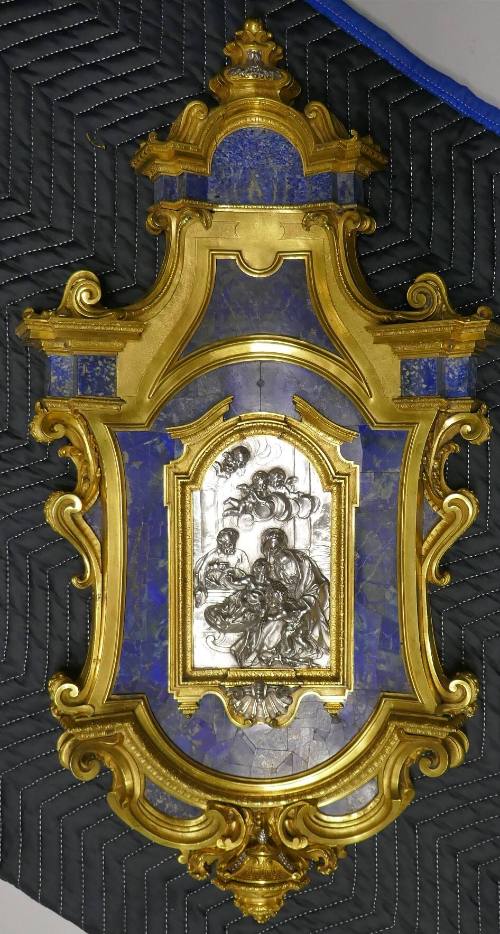 Holy Water Stoup with Scene of the Holy Family and the Infant St. John the Baptist