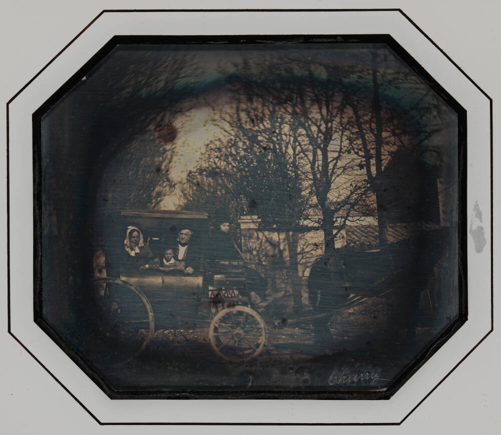 Group in a carriage in Cuire, France