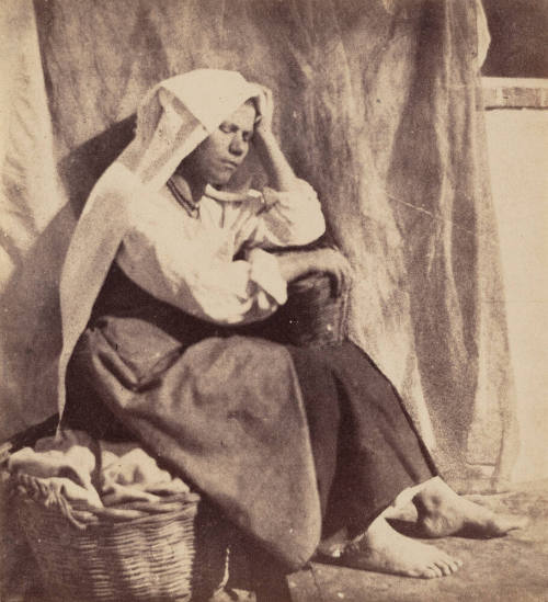 Study of a woman with basket of clothes