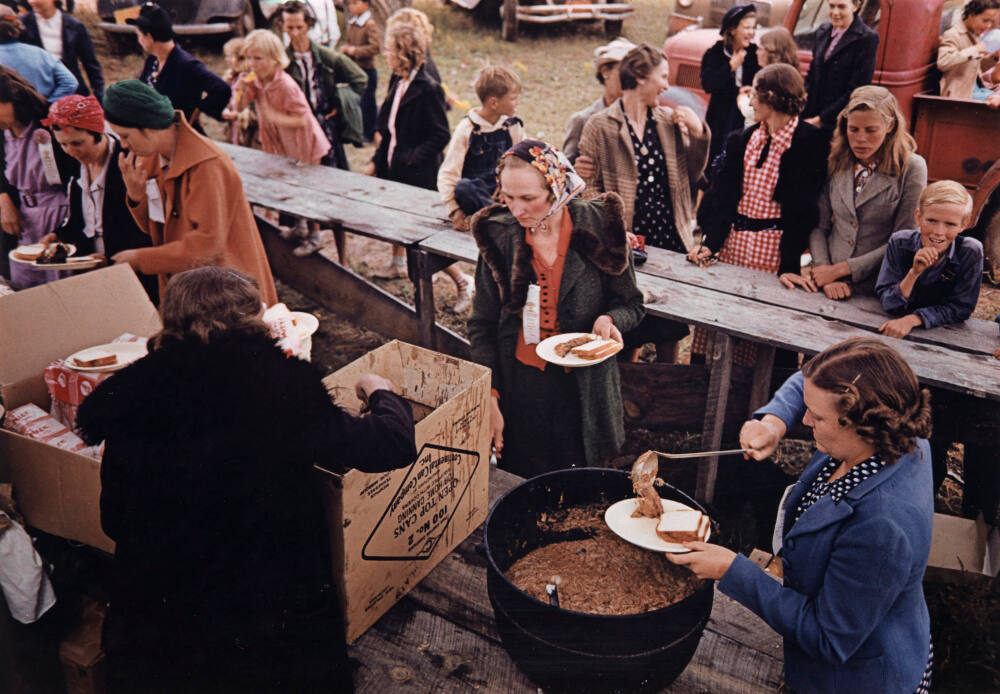 Serving pinto beans at the Pie Town, New Mexico Fair