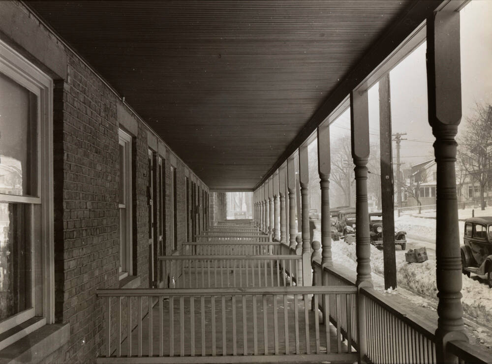 Back porches of a series of identical houses, Bound Brook, NJ