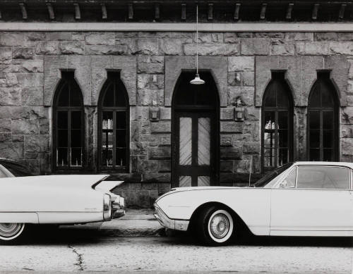 Cars in front of Erie RR Depot, Tenafly, New Jersey