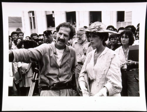Herzog Directing Cardinale in Front of Crowd