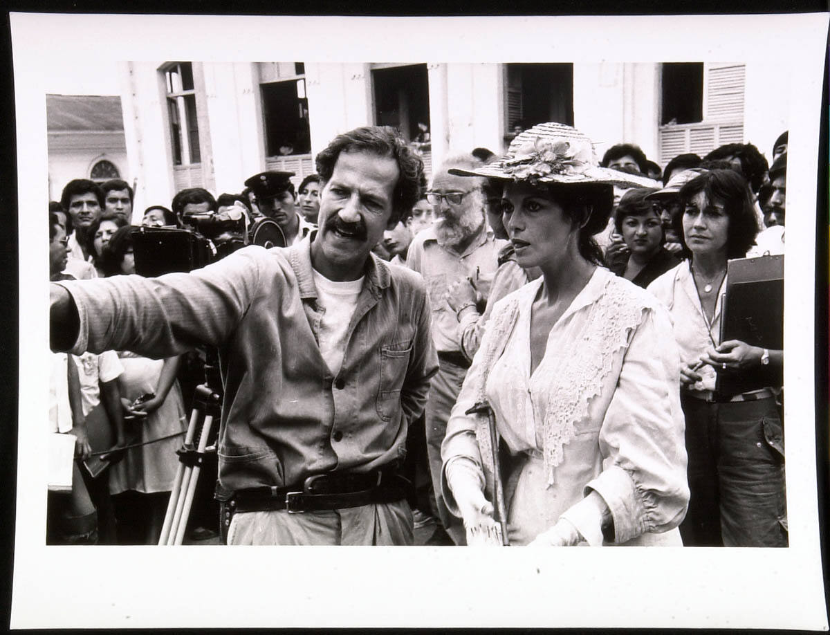 Herzog Directing Cardinale in Front of Crowd