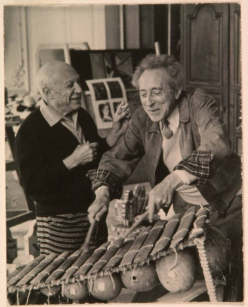Picasso Gives Cocteau a 'Lesson' on an African Marimba