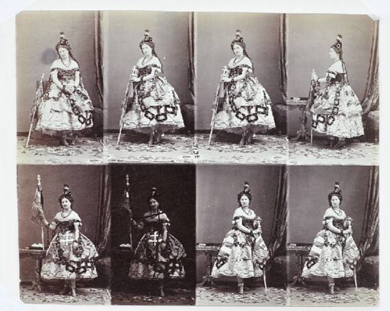 Portrait of "La Générale Türr" in a dress representing Hungary in chains