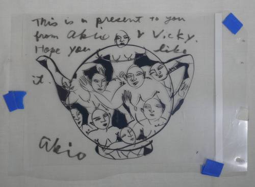 Gift drawing with handwritten personal note for Mike Sims, undated Mylar