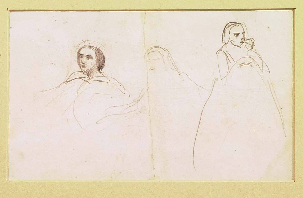 Payasage Au Grands Arbres (recto); Study of Three Figures (verso)