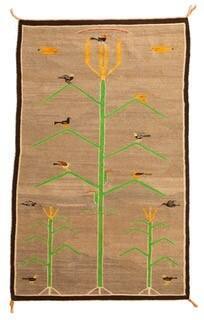 Bird Pictorial with Corn Stalks and Rainbow