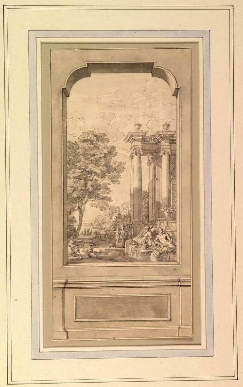 Design for Wall Decoration: Classical Landscape with Harbor