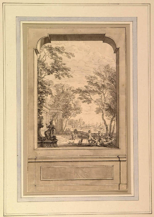 Design for Wall Decoration: Classical Landscape with Harbor