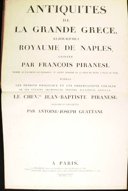 Antiquités de Pompeïa, Tome Second:  Antiquités de la Grande Grèce...