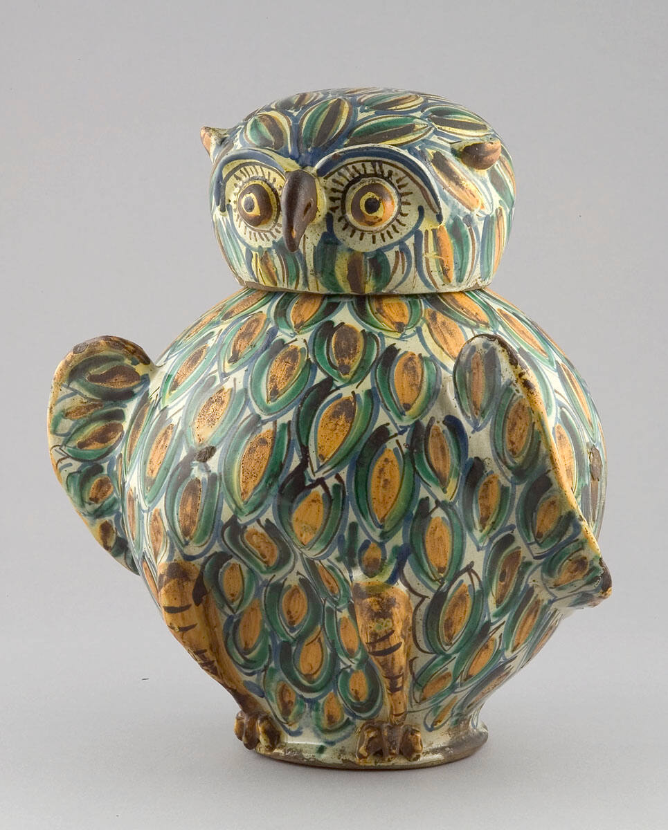 Owl Wine Jar and Cover
