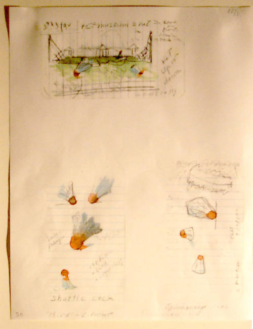 Notebook Page: in the Forms of Shuttlecocks, for the Nelson-Atkins Museum, Kansas City, Missouri