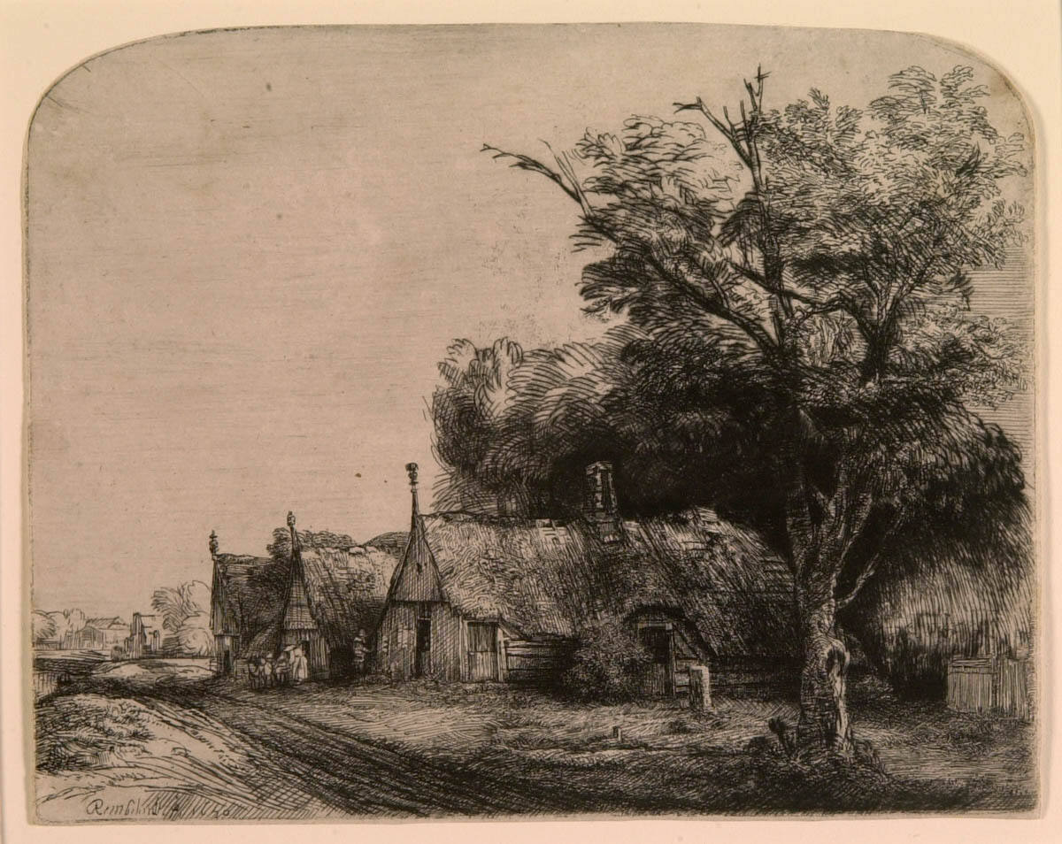 Landscape with Three Gabled Cottages Beside a Road
