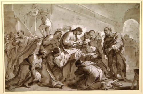 The Communion of the Apostles (recto); Figures in Landscape (verso)