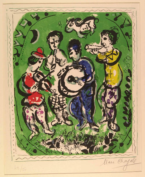 Musicians on a Green Background