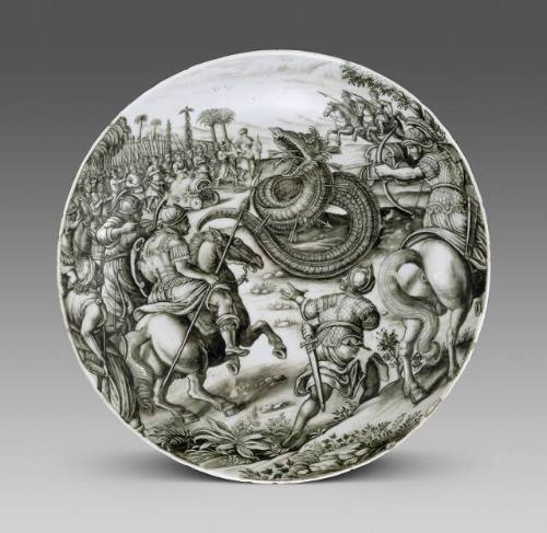 Dish with Scene of Atilius Regulus Battling the African Serpent
