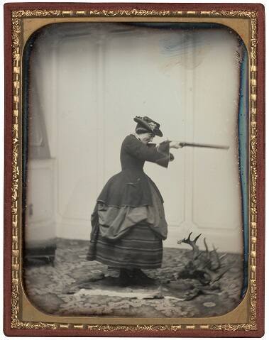 Ellen Harris Young in Riding Clothes, with Rifle