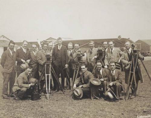 Charles Lindbergh with Press Photographers