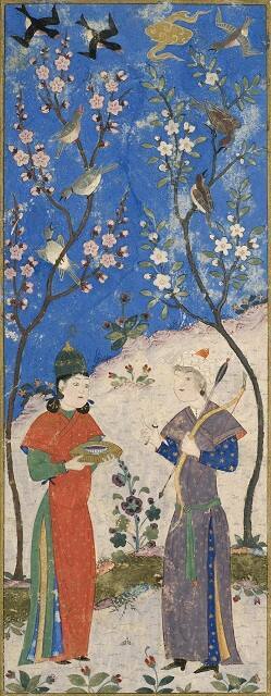 Couple Standing Among Flowering Trees