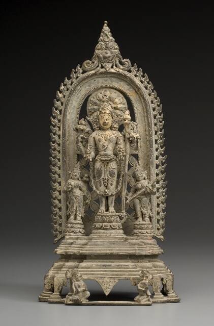 Vishnu with the Goddesses Lakshmi and Sarasvati