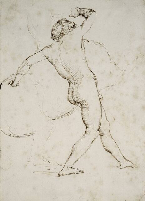 Study of a Nude Male with a Rearing Horse (recto); Recumbent Male Figure (verso)